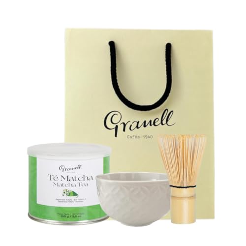 Granell Cafés · 1940 - Set de Té Matcha en Polvo | Té Verde Japonés sin Aditivos ni Conservantes + Cuenco de Cerámica + Batidor de Bambú o Chasen