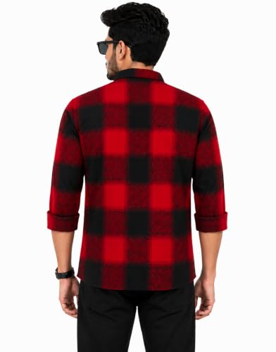 Image of Men's Red & Black Buffalo Check Full Sleeve Casual Shirt