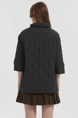 Orolay Women’s Quilted Puffer Jacket: Stylish Black X-Large Coat with Three-Quarter Sleeves and Cozy Pockets - Image 2