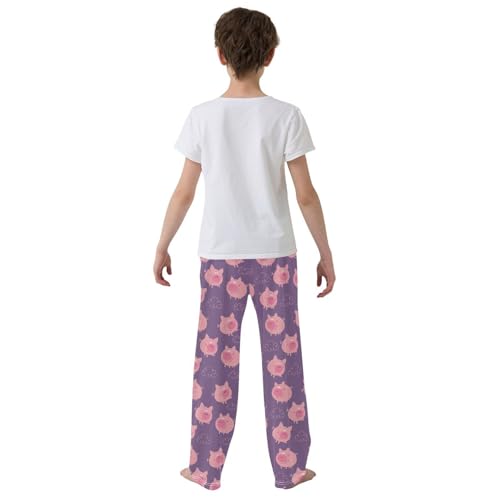 Lovely Pig Cloud Boys Long Pants Soft Trousers Elastic Waist Kids Lounge Bottoms with Pockets S-XL3