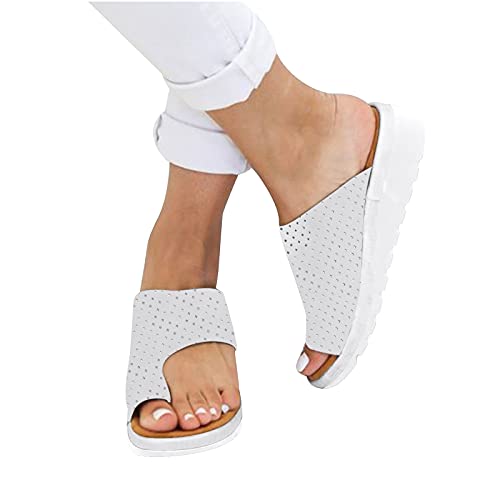 JHLIA Sandalias para Mujer Flips Flops Cómodas Zapatillas de Plataforma Cómodas Señoras Verano Playa Corrector Juanetes Ortopédico Resbalón en cuña Zapatos Antideslizantes Casuales Chanclas Cover