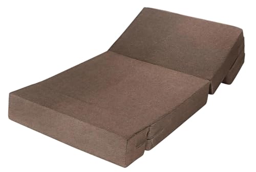 Image of Foldable One Seater Sofa Cum Bed, Sofa Bed 3 X 6 Feet, Velvet Fabric- Washable Cover- Including 1 Cushion Perfect for Home & Office for Guest (Brown)