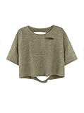 SOFIA'S CHOICE Women Distressed Oversized Crop Top Ripped Short Sleeve Tee Shirts Acid Wash Shirt Green X-Large