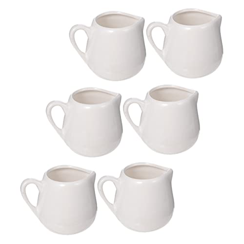 Cabilock 6pcs Sauce Spoon Carafe Seasoning Dish Porcelain Milk Mini Syrup Pitcher Espresso Shot Sauce Cup Classic Syrup Dressing Container Jugs Creamer Ceramic Sauce Holder Ceramics White