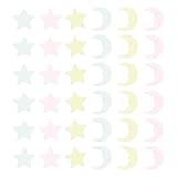 ZUNOXAZ 200個 夜光星月ウォールステッカー 剥がせるプラスチック製 蓄光デコレーション 壁用 部屋飾り 誕生日やパーティー装飾に