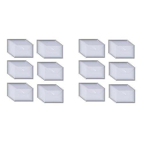 Enveloppe transparente A4 en plastique épais avec bouton pour document | Lot de 100