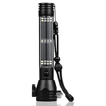 XXSSIER Aluminum 7 Mode Rechargeable Solar LED Torch Light High Power Long Distance with LED Torch Flashlight Use for Car Emergency Tool with Window Breaker, Magnet, Cutter, Compass.