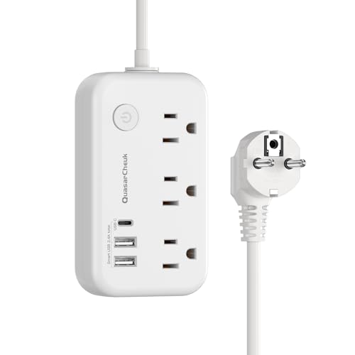 Type E F Plug Adapter Germany France Travel Plug Adapter with 3 Outlets 3 USB PortsSchuko Plug Power Adaptor for US to Europe EU Spain Iceland Korea Greece Norway Russia German French 4ft