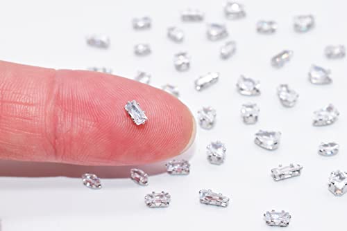 Lifoost 50Pcs Diamond Nail Charms For Nail Art Decoration Rhinestones, Silver Flatback Sparkle Horse Eyes Water Drop Square Claw Jewelry Gems Nail Design Supplies #TOP3