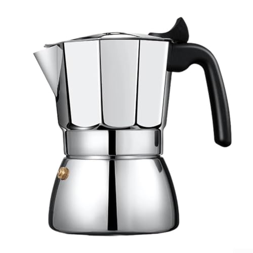Cafetera italiana de expreso, olla Moka de acero inoxidable con distribución uniforme del calor para cocinas de gas e inducción, perfecta para cocina doméstica y campamento al aire libre, color