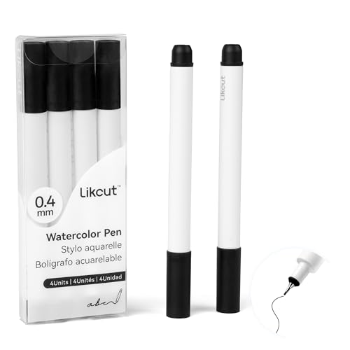 LIKCUT Set de 4 bolígrafos negros para plotter, Punta fina 0,4 mm, Complemento con Glee S501, Cricut Joy