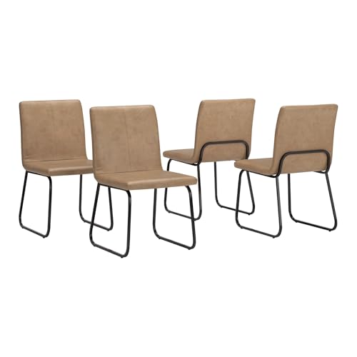 Signature Design by Ashley Pharwynn Faux Leather Upholstered Dining Chairs Set of 4, Cushioned Seat, Sturdy Metal Frame, Contemporary Kitchen Seating, Toast Brown by Signature Design by Ashley - Used condition - US$192.65