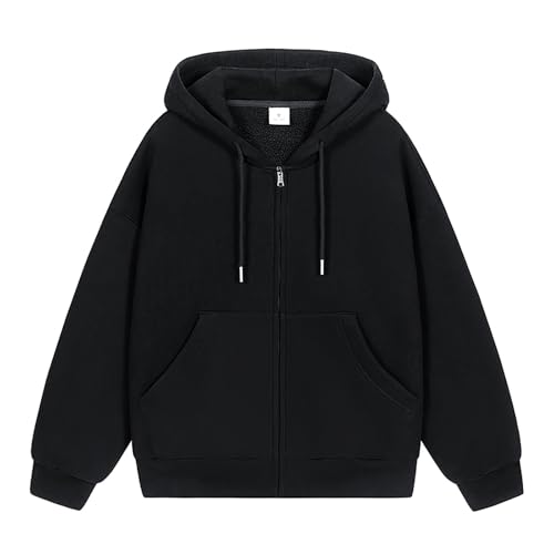 Mens Zip Up Hoodie Solid Plus Size Fall Hooded Sweatshirt Casual Drawstring Long Sleeve Basic Hoodies with Pocket4
