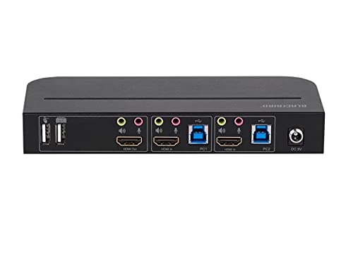 Image of Monoprice 4K HDMI 2.0 and USB 3.0 2x1 KVM Switch - 4K@60Hz, 18 Gbps, HDR, YCbCr 4:4:4, HDCP 2.2, HDMI 2.0, Share 2 Computers with 1 Keyboard Mouse, Monitor, Printer, Black - Blackbird Series