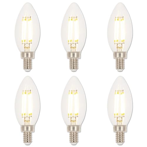Image of Westinghouse 5271020 4.5 Watt (60 Watt Equivalent) B11 Dimmable Clear Filament LED Light Bulb, Candelabra Base, 6 Pack