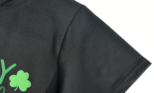 Mud Kingdom Boys St. Patrick's Day T-Shirt Short Sleeve Girls Crewneck Letter Lucky Clover Printing Tee4