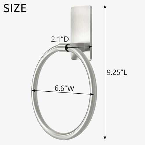 Image of STWWO Brushed Nickel Towel Ring, Hand Towel Holder for Bathroom, Self Adhesive Hand Towel Rings for Bath, Kitchen, RV, No Drill Hole