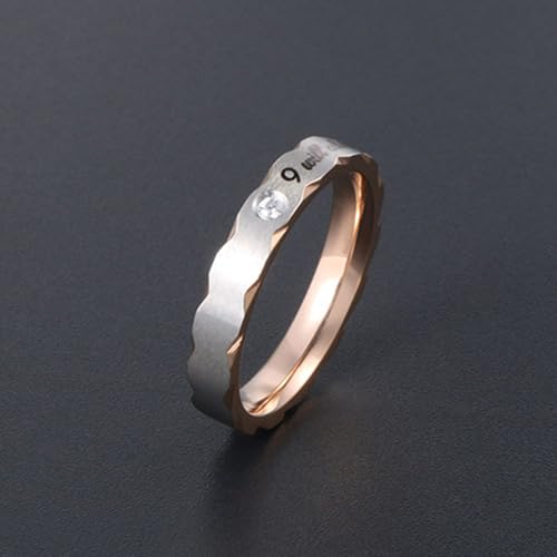 Promise Ring, Mens Women Stainless Steel Bicolor Promise Ring Engraved with "I will always be with you" CZ Ring for Him/Her4