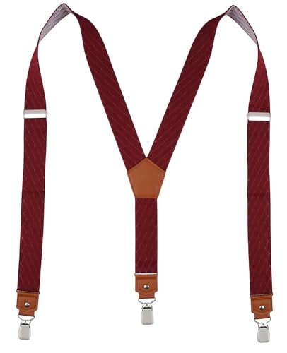 Image of Suspenders for Men Y Back Adjustable Elastic with Strong Clips 47 Inches