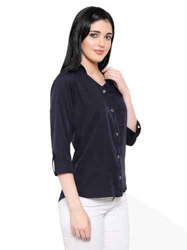 Image of Leriya Fashion Women Crepe Solid Regular Fit Long Tops Oversized Shirt