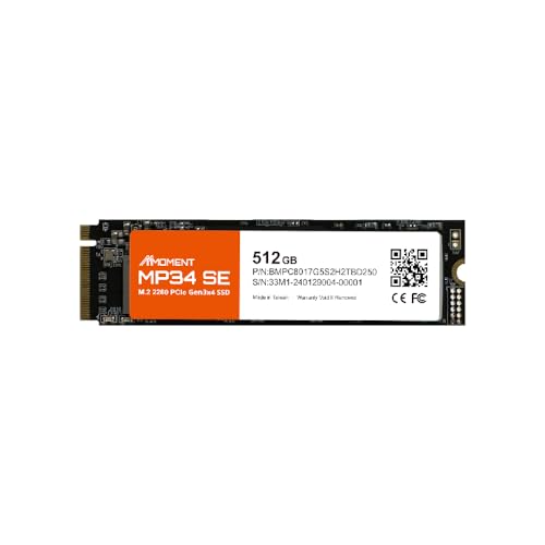Image of MMOMENT MP34 SE 512GB PCIe Gen3X4 NVMe M.2 2280 Internal Solid State Drive, Read Up to 2100MB /s, Write up to 1600MB /s, for Latop and PC