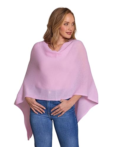 Alashan Cashmere -100% Cashmere Draped Dress Topper Poncho (Beach Pink)