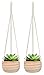 Mkono 2 Pcs Ceramic Hanging Planter Macrame Plant Holder 5 Inch Cute Succulent Cactus Pot with Cotton Rope Hanger for Indoor Outdoor Decor