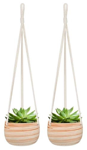Mkono Ceramic Hanging Planter Macrame Plant Holder...