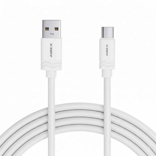 Image of AIBEX USB-A to Type-C Fast Charging Cable for Smartphones, Tablets, Laptops, Powerbanks and Other Type-C Devices, 3.4A Max Output, 40W High-Speed Data Sync, 1 Meter (GS24, White)