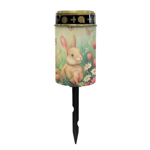 Image of Easter Bunny Floral Solar Grave Lights for Cemetery Flameless Solar Powered Light for Prayer Waterproof Cemetery for Grave Cemetery Easter Decorations