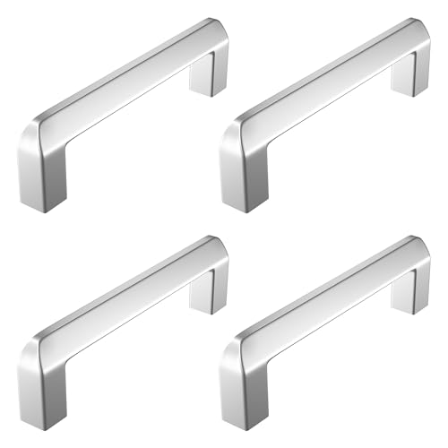 Image of Atlantic Triangle Pull Handle Stainless Steel Glossy (Chrome Finish) for Kitchen and All Types Wooden Furniture Doors, Total Length: 9.25 inches, Hole to Hole - 224 MM,Pack of 4 PCS