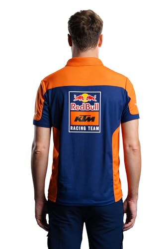 KTM Camiseta Tipo Polo réplica del Equipo, Anaranjado/Azul Marino, Medium