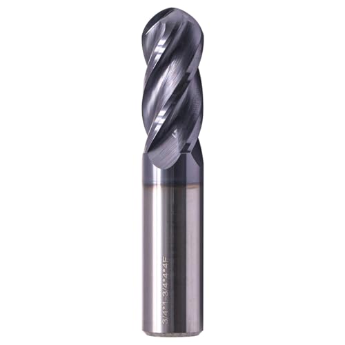 Image of BestParts High Performance Ball Nose Solid Carbide End Mill - AlTiN Coated, 4 Flute, 30 Degree Helix, 3 /4 inch Cutting Diameter, 3 /4 inch Shank Diameter, 1-3 /4 inch Length of Cut, 4 inch Overall Length