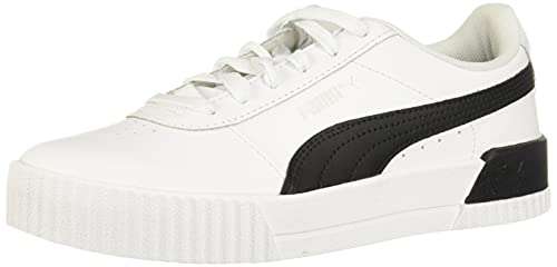 PUMA womens Carina Sneaker, Puma White-puma Black-puma Silver, 8.5 US