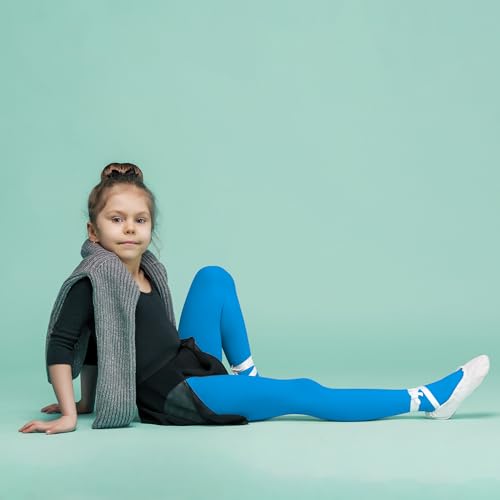 Collants filles 80DEN bleu avec maille respirante haute résistance