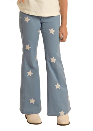 Rock & Roll Denim Girls' Star Print Button Flare Jeans3