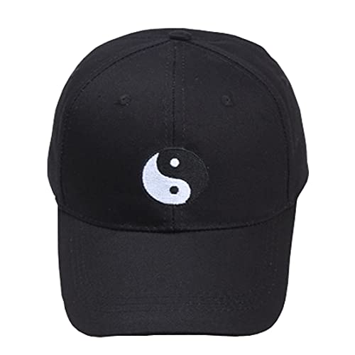 Adjustable Hat Baseball Cap Cotton Peaked Cap Dad Cap Tai Chi Embroidered Black #TOP4