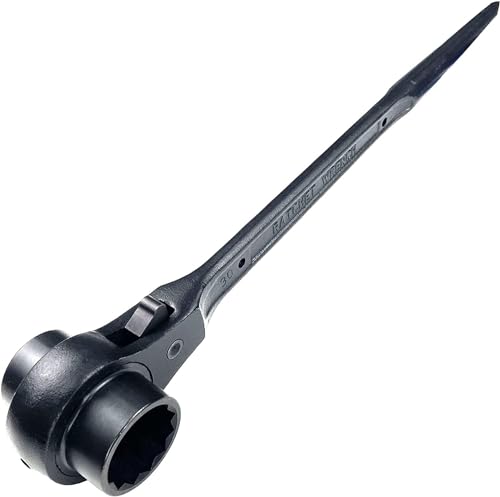 WEDO Ratchet Podger Spanner,Double Side Ratchet Socket Wrench,Scaffold Podger Ratchet Wrench,Quick Release Spud Wrench,CR-V