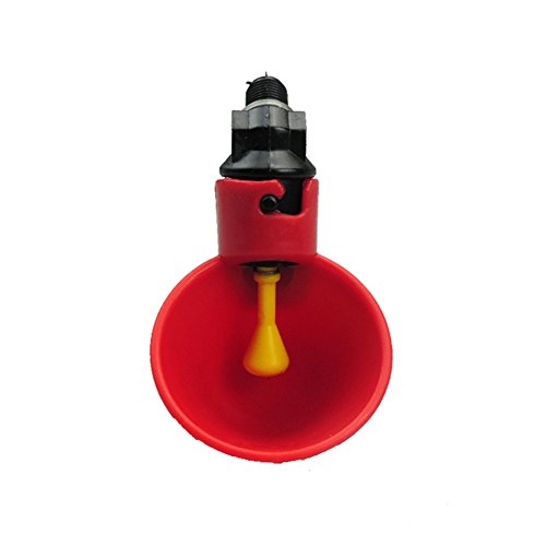 Automatic Chicken/Poultry Drinkers/Waterers with Cups Watering Cups Bowls Red Plastic Backyards Chicken Flock Duck Bird Water Feeder Livestocktool (10)