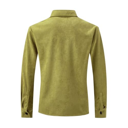 evzosrz Mens Faux Suede Shirt Jackets Regular Fit Lapel Button Down Shacket Lightweight Jacket Coat Fashion with Flap Pocket3