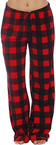 Just Love Women's Plush Pajama Pants, 3X Plus, Buffalo Plaid Red
