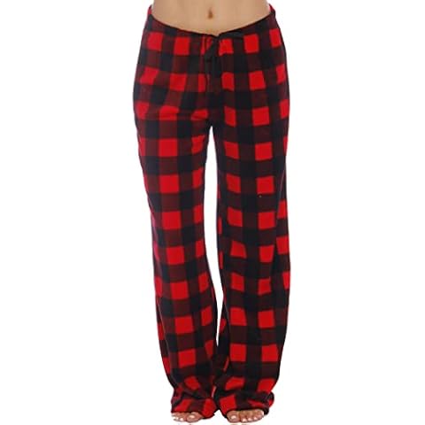 Just Love Women's Plush Pajama Pants, Medium, Buffalo Plaid Red Cover