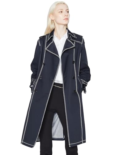 Orolay Women's Mid-Length Trench Coat Double-Breasted Classic Lapel Windbreaker Water-Resistant Belted Overcoat