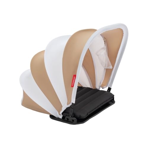 Flamingueo Toldo Playa - Para Cara y Cabeza - UPF 50+ - Con Cojín Hinchable - Múltiples Posiciones - Bolsillo Móvil Incluido - Poliéster - Beige