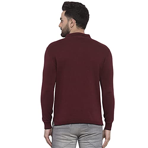 Image of Kalt Mens Basic Solid Full Sleeves Polo Cotton Blend Knitted Regular Fit Polo-Neck T-Shirts with Collar Stylish