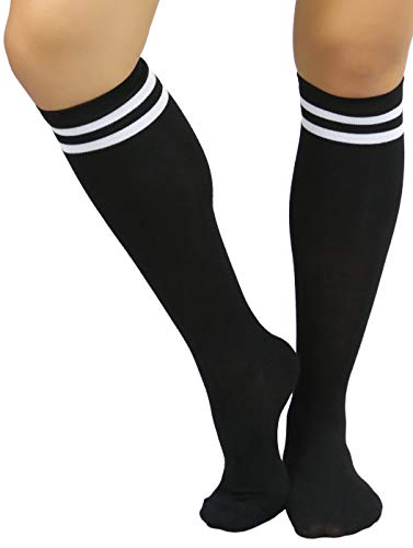 ToBeInStyle Women's Knee High Socks with Striped Top