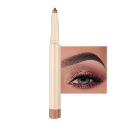 Glitter Nude Pink Eyeshadow Stick, Champagne Color Metallic Shimmer Eye Shadow, Rose Red Highly Pigmented Pearlescent Eye Pencil, Hot Color Eye Makeup Pen Easy to Apply, Gift for Women Christmas