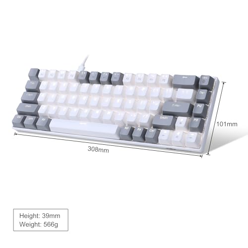 MageGee Portable 60% Gaming Mechanical Keyboard, Minimalist MK-Box Ice Blue Backlit Compact 68 Keys Wired Office Keyboard with Red Switch for Windows Laptop PC Mac Convenient(Gray & White) - Image 7