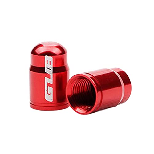 Par de tapas para válvula de neumáticos de bicicleta en aleación de aluminio para válvulas Presta French/Schrader American, cubiertas ultraligeras para polvo para neumáticos de montaña y carretera, color rojo