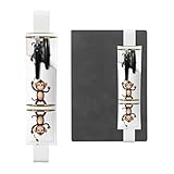 Design multifonction : trousse VVXBHGR Smart Little Monkey avec imprimé blanc combinant des fonctions de trousse à stylos et de marque-page, le design élastique peut facilement accueillir 2 à 3 stylos de 20,3 à 25,4 cm, permettant un positionnement rapide des pages de notes pendant le voyage.